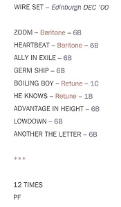 set list